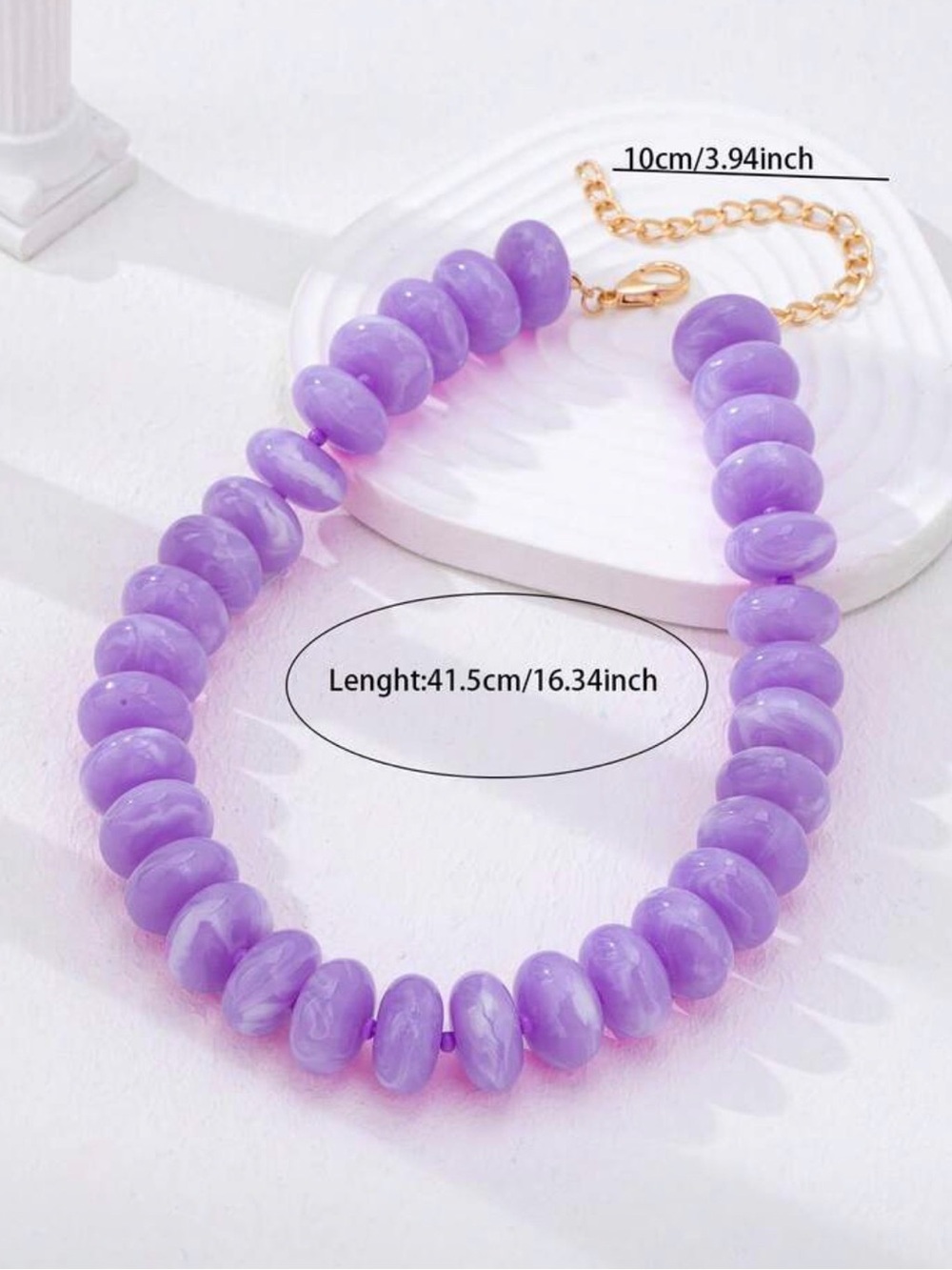 Chunky Lavender Bead Necklace - Picture 4 of 6